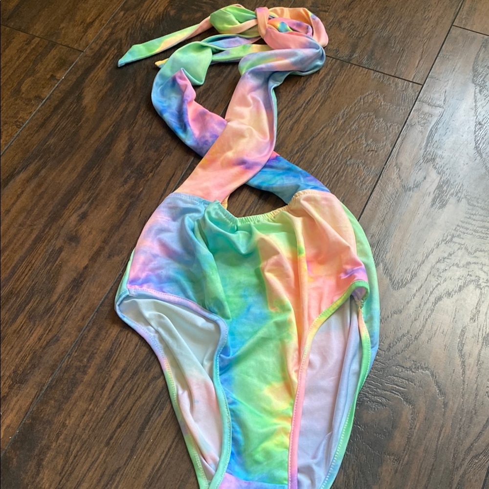 Colorful Tie-Dye Cross tie body suit